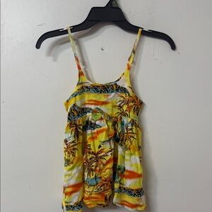 Yellow Tie Front Smocked Casual Dress